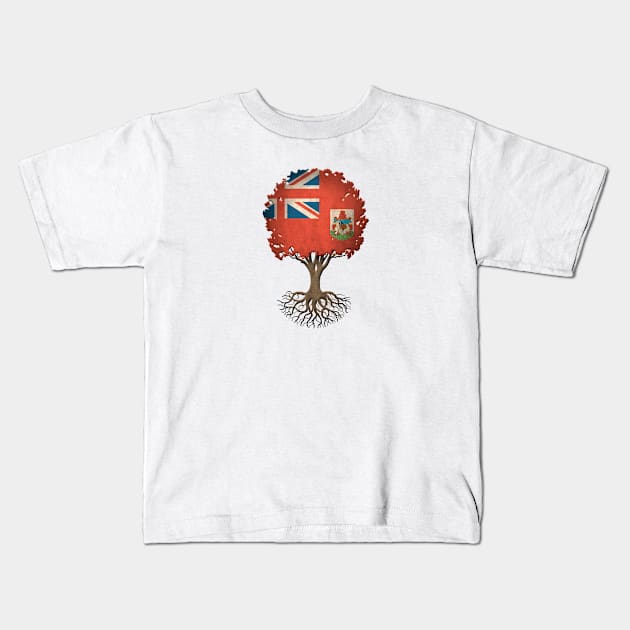 Tree of Life with Bermudan Flag Kids T-Shirt by jeffbartels